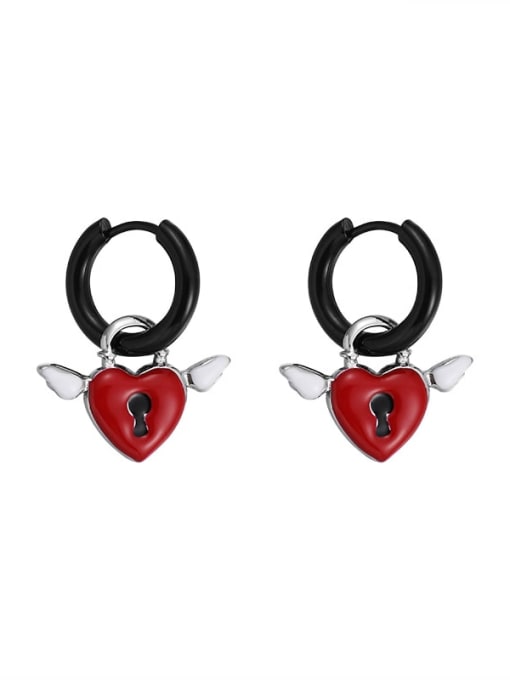 Love earrings Titanium Steel Enamel Wing Cute Huggie Earring