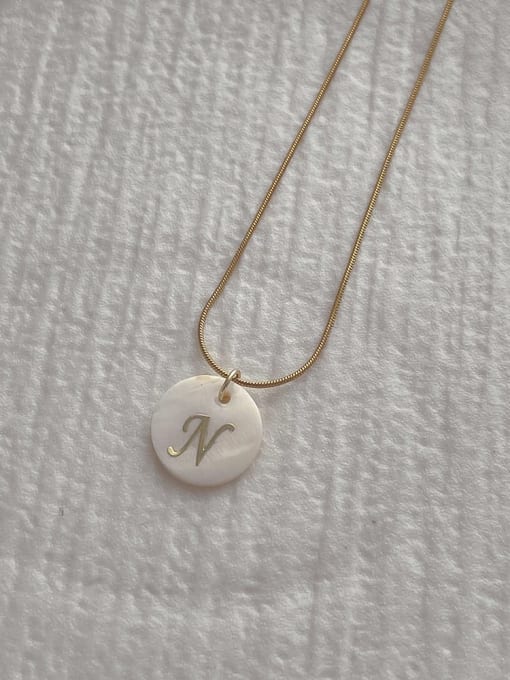 N Letter Pendant Necklace Stainless steel Shell Letter Minimalist Necklace