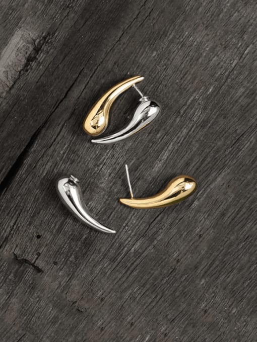TINGS Brass Water Drop Minimalist Stud Earring 1