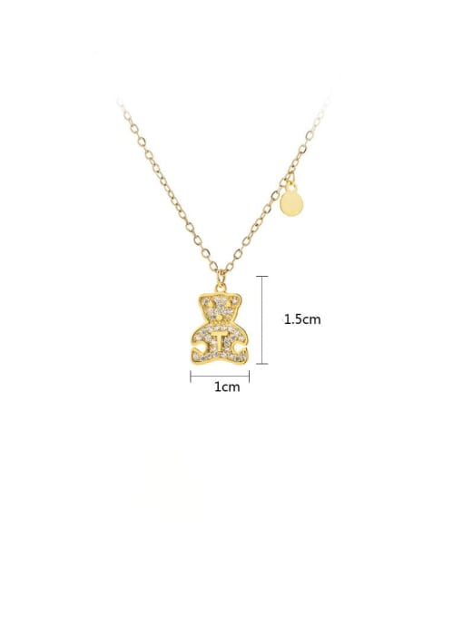 YOUH Brass Cubic Zirconia Bear Dainty Necklace 2