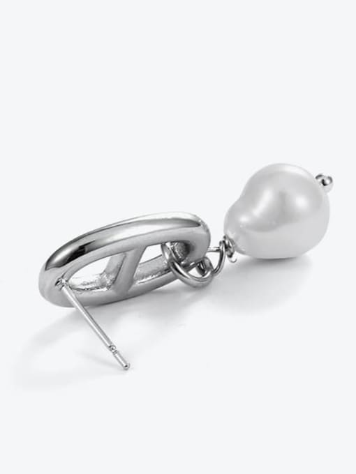 pearl earrings Titanium Steel Imitation Pearl Geometric Minimalist Drop Earring