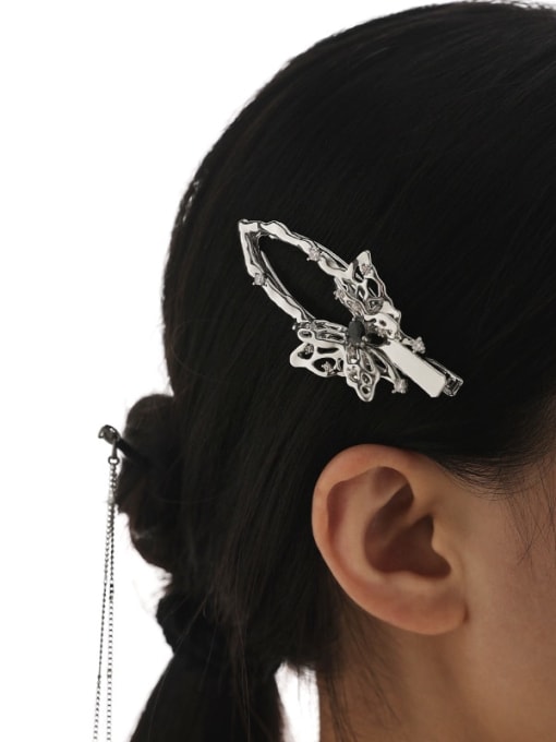 TINGS Brass Cubic Zirconia Hip Hop Butterfly Hair Comb 3