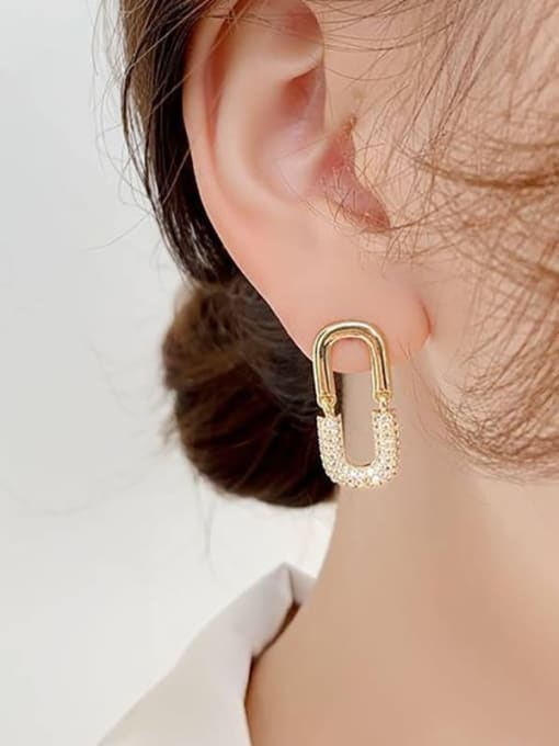 HYACINTH Brass Cubic Zirconia Geometric Minimalist Clip Earring 1