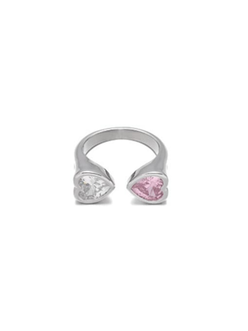 Pink zircon Brass Cubic Zirconia Heart Minimalist Band Ring