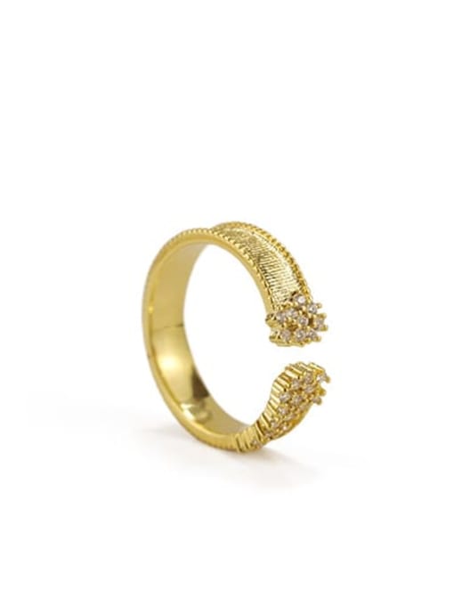 ACCA Brass Cubic Zirconia Geometric Vintage Band Ring 1