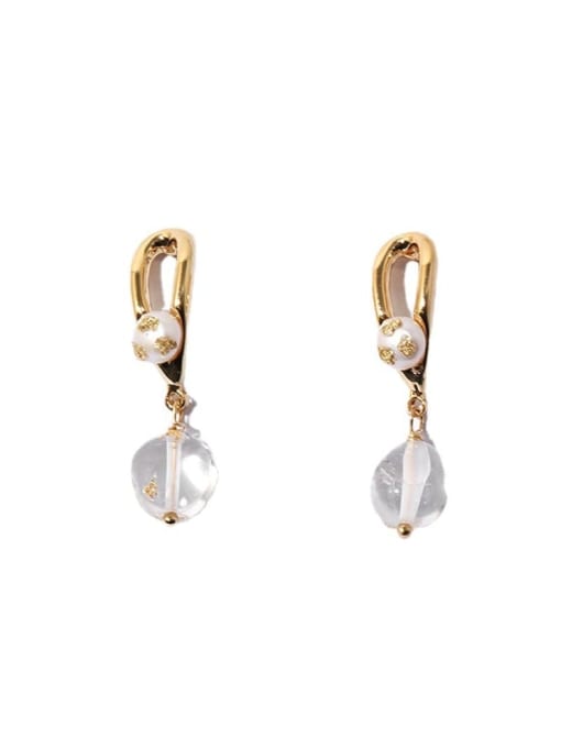 golden Brass Transparent Crystal Geometric Vintage Drop Earring