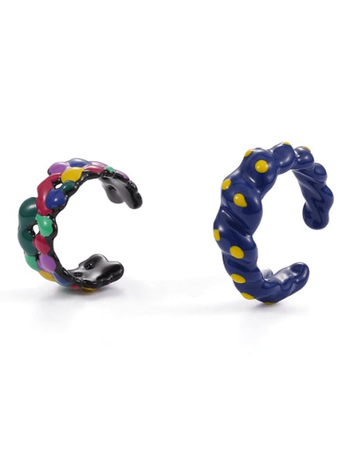 Five Color Zinc Alloy Enamel Irregular Minimalist Band Ring