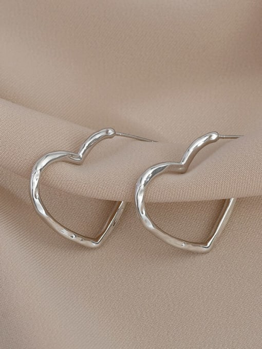 Steel color ED65803 Brass Heart Trend Hoop Earring