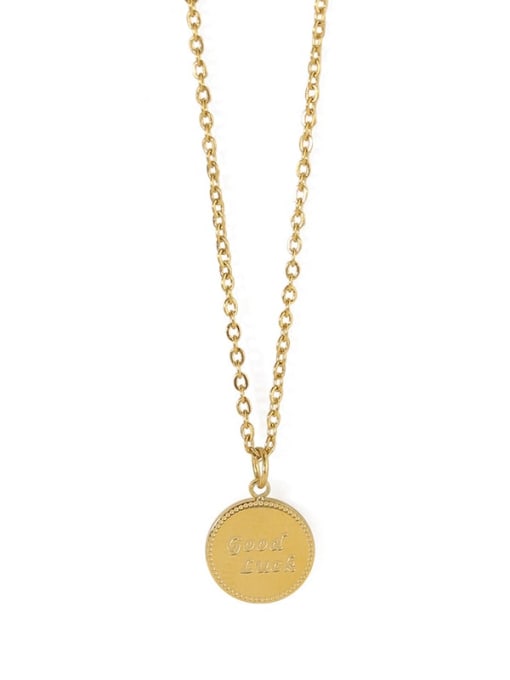 (pre sale) gold Titanium Letter round Minimalist  pendant Necklace