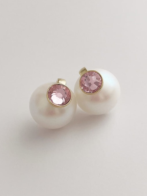 round pearl Zinc Alloy Imitation Pearl Heart Minimalist Stud Earring