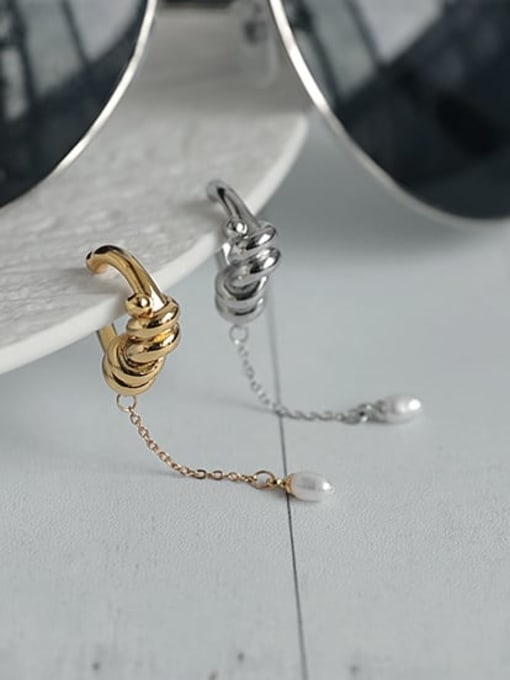 TINGS Brass Imitation Pearl Tassel Vintage Single Earring 2