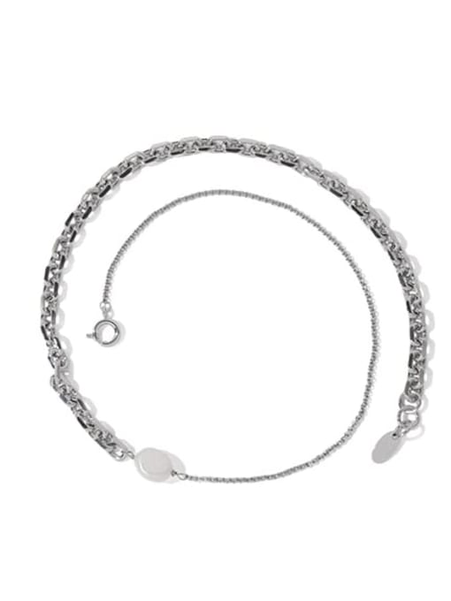 Platinum Brass Freshwater Pearl Geometric Chain Minimalist Necklace