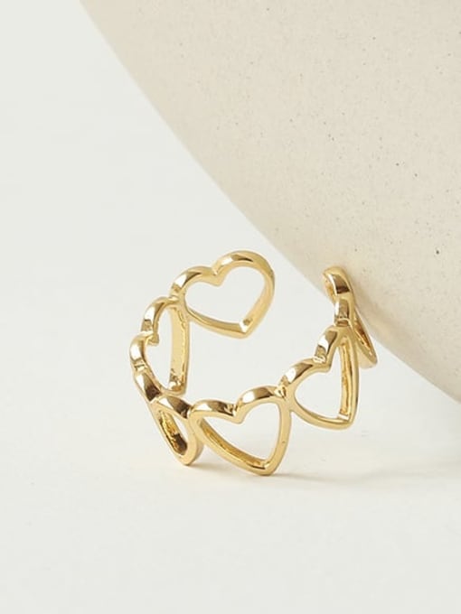 ACCA Brass Hollow Heart Minimalist Band Ring 2