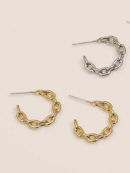 HYACINTH Brass Hollow Geometric Minimalist Hoop Trend Korean Fashion Earring 0