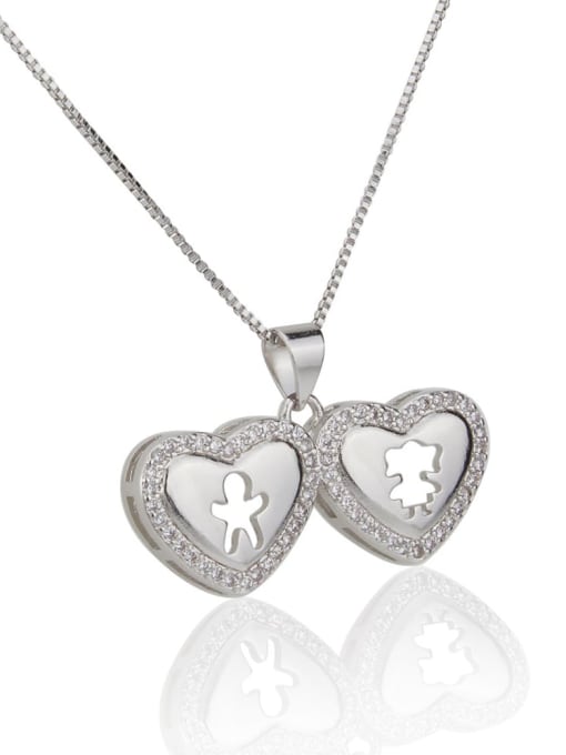 renchi Brass Rhinestone Heart Minimalist Necklace 1