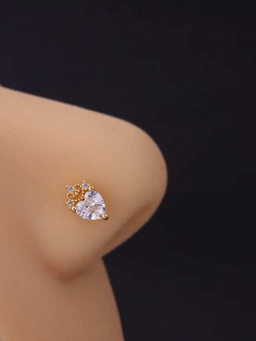 HISON Stainless steel Cubic Zirconia Crown Hip Hop Nose Studs 3