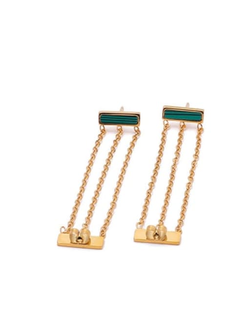 Malachite Earrings Brass Geometric Shell Tassel Hip Hop Drop Earring
