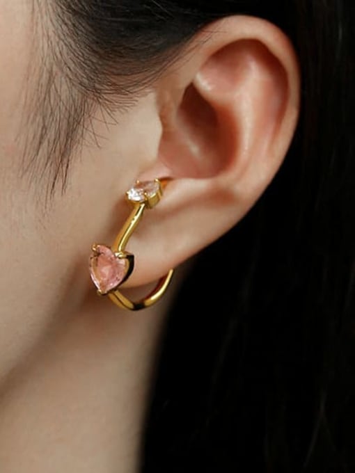 ACCA Brass Cubic Zirconia Heart Minimalist Single Earring( Single -Only One) 1