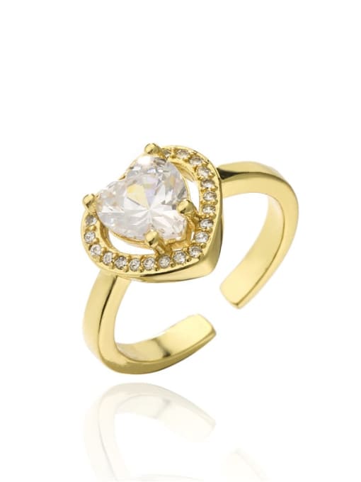 10925 Brass Cubic Zirconia Heart Vintage Band Ring