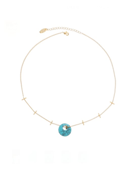 ACCA Brass Turquoise Geometric Vintage Necklace