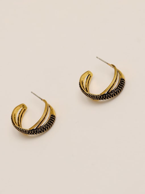 HYACINTH Brass Enamel Geometric Vintage Stud Trend Korean Fashion Earring 1