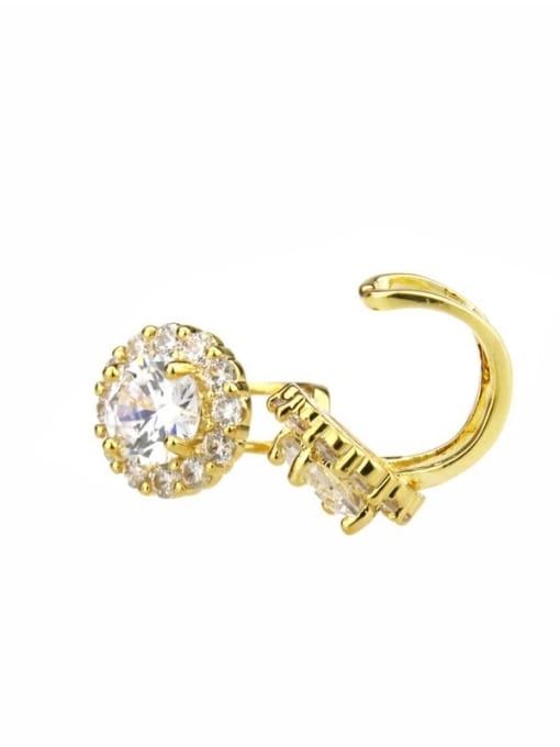 renchi Brass  Round Cubic Zirconia  Dainty Clip Earring 2