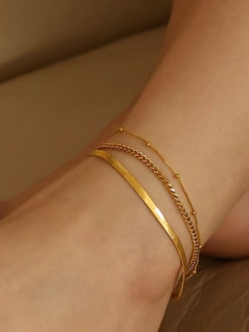 ACCA Brass Geometric Vintage Double Layer Anklet 1