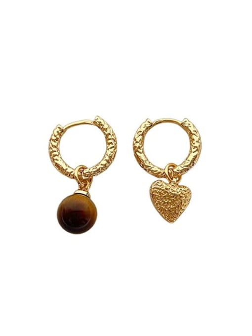 18K gold Brass Cubic Zirconia Heart Vintage Huggie Earring