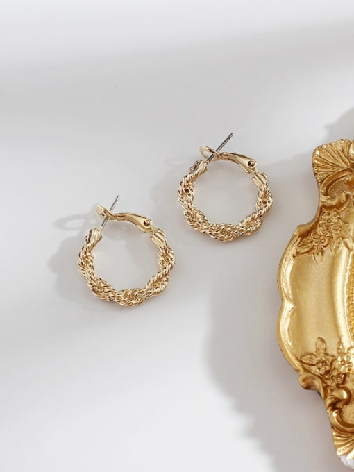 gold Alloy Hollow Round Minimalist Hoop Trend Korean Fashion Earring