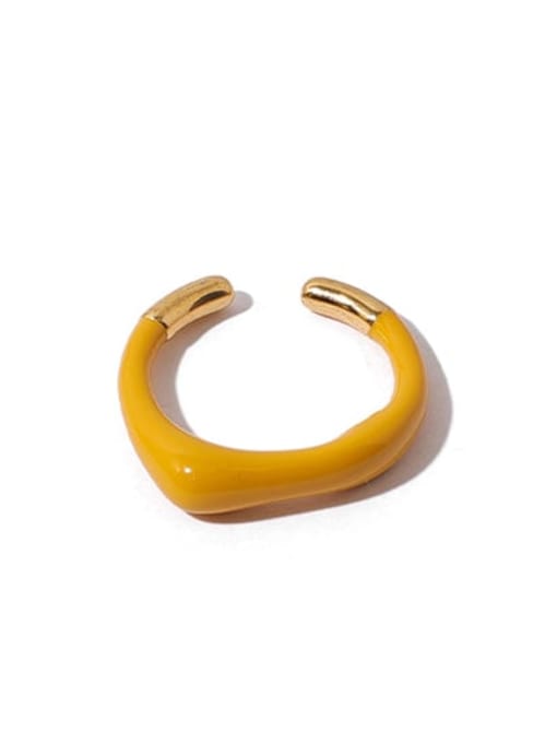 Yellow drop oil Brass Enamel Irregular Minimalist Band Ring