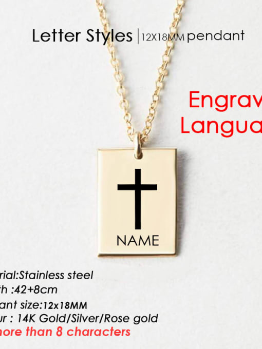 Rose Gold GX 118 Stainless steel  Minimalist engrave language geometry Pendant Necklace
