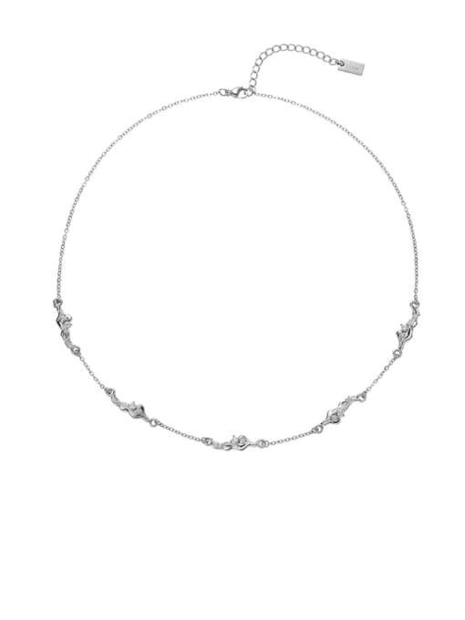 Platinum Brass Cubic Zirconia Geometric Minimalist Necklace