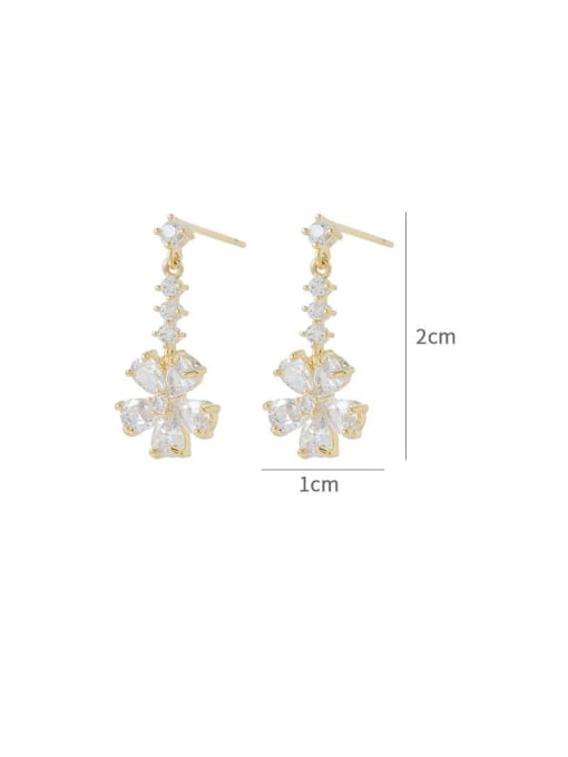YOUH Brass Cubic Zirconia Flower Dainty Stud Earring 2