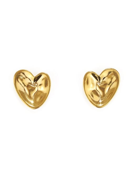 ACCA Brass Smooth Heart Vintage Stud Earring 1