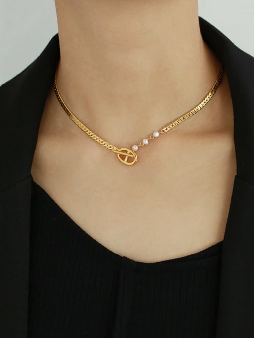 TINGS Brass  Minimalist Snake bone chain Necklace 1