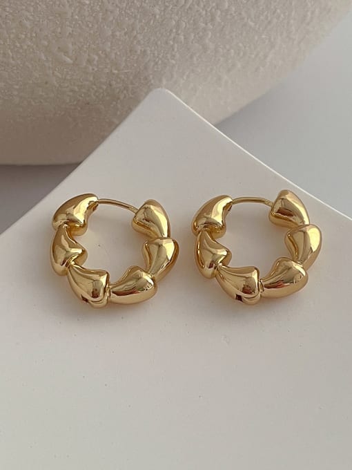F218 gold Brass Heart Minimalist Huggie Earring