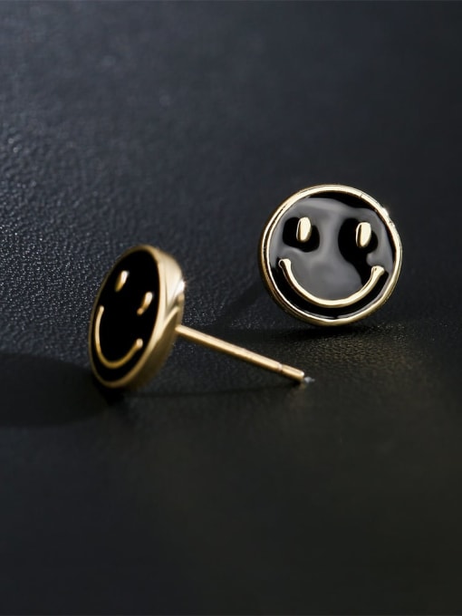 AOG Brass Enamel Smiley Minimalist Stud Earring 3