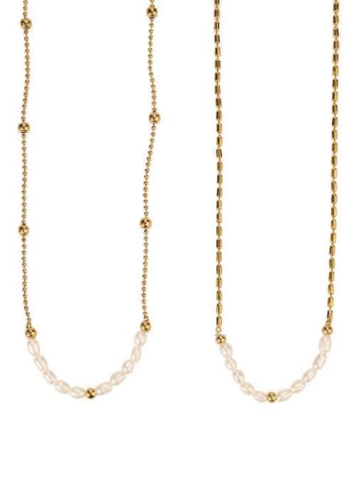 ACCA Brass Freshwater Pearl Irregular chain Minimalist Necklace 1