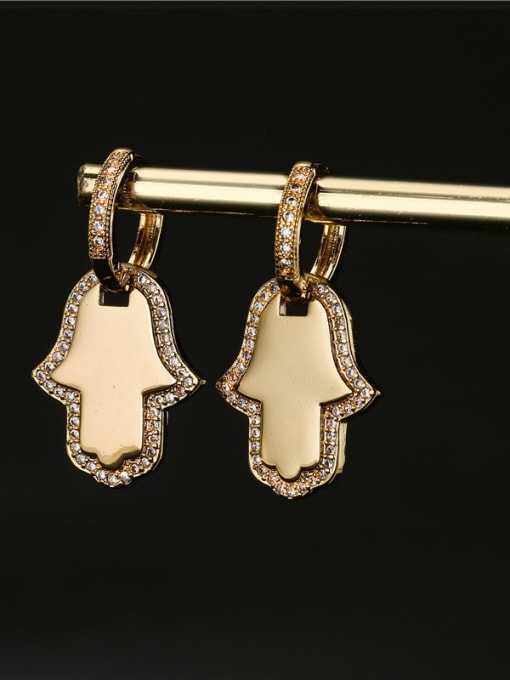 AOG Brass Cubic Zirconia Star Cute Huggie Earring 2