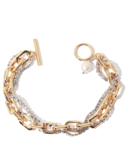 TINGS Brass Cubic Zirconia Geometric Chain Vintage Strand Bracelet 4