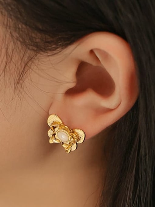 Five Color Brass Shell Butterfly Vintage Stud Earring 1