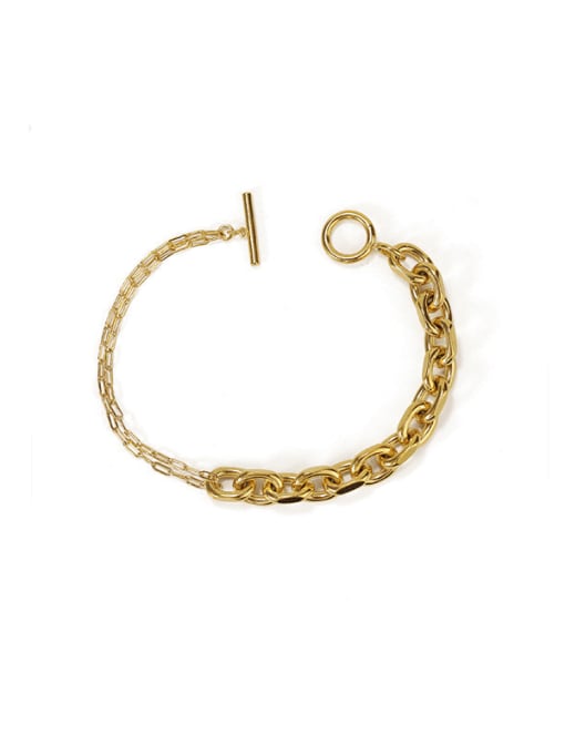 golden Brass Hollow Geometric Chain Vintage Link Bracelet