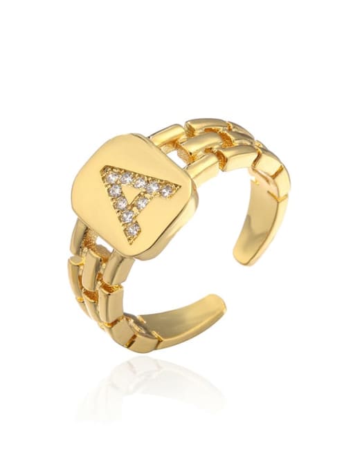 AOG Brass Cubic Zirconia Letter Vintage Band Ring 0