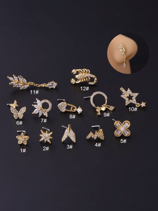 HISON Stainless steel Cubic Zirconia Animal Hip Hop Nose Studs 0