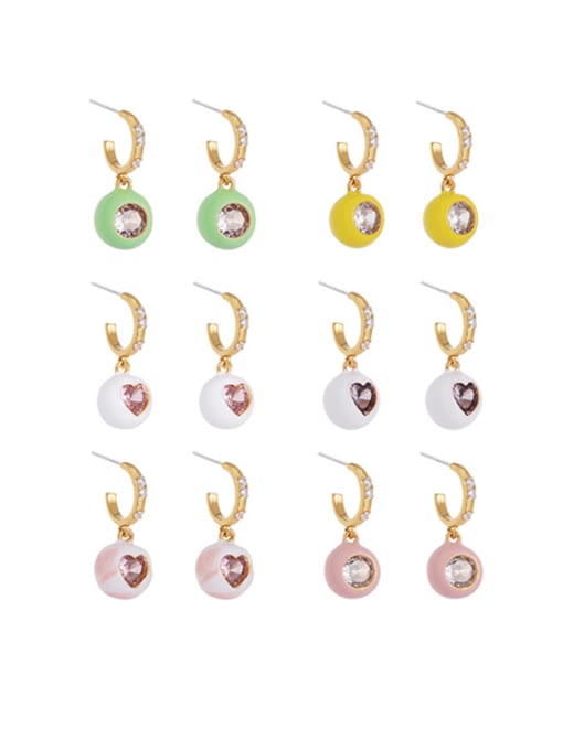 Five Color Brass Enamel Minimalist Heart Earring and Necklace Set 1