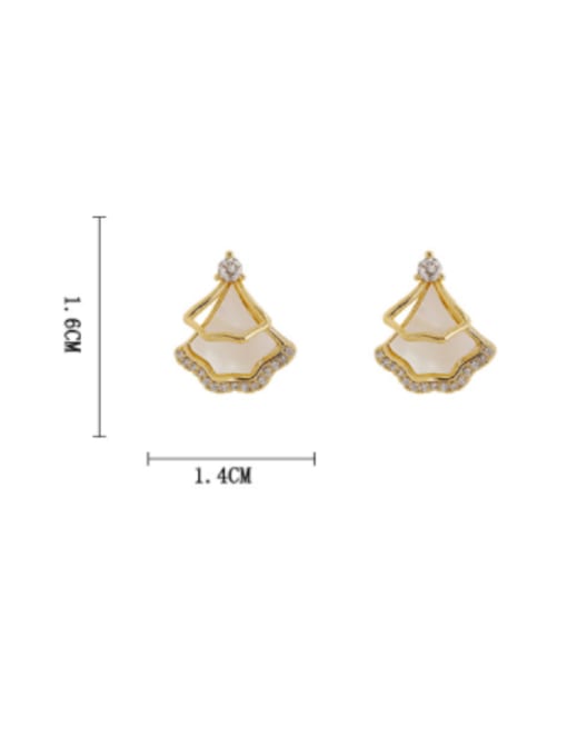 HYACINTH Brass Cubic Zirconia Shell Geometric Vintage Drop Earring 2