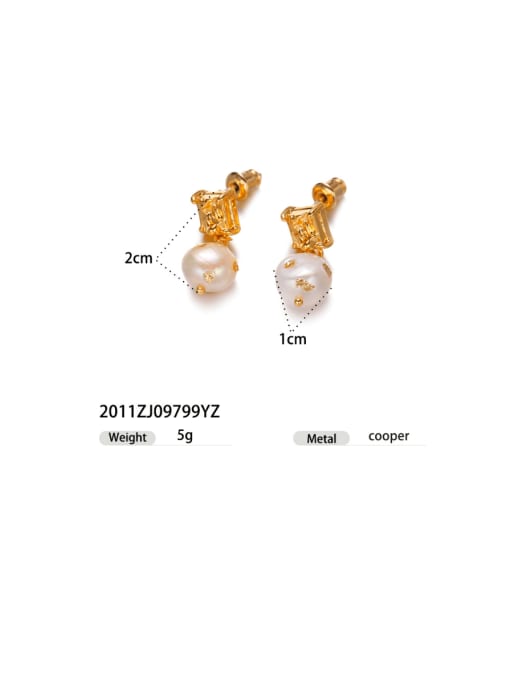 2011ZJ09799YZ Brass Imitation Pearl Irregular Hip Hop Drop Earring