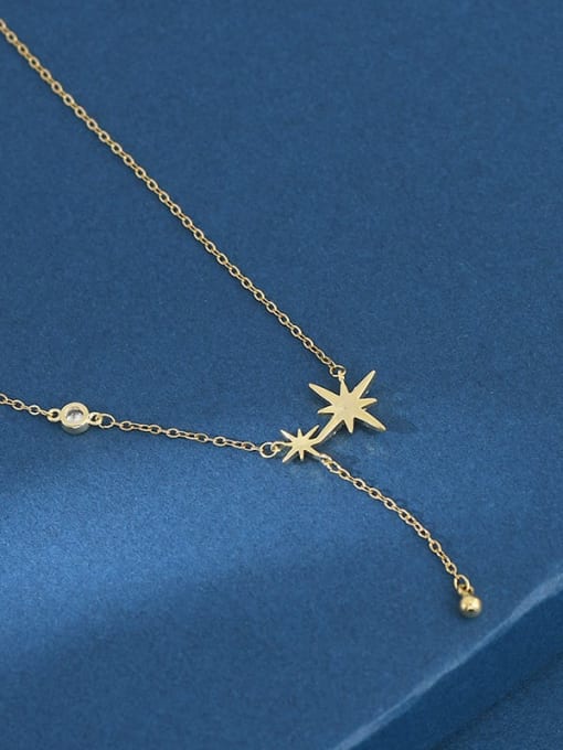 YOUH Brass Cubic Zirconia Star Dainty Lariat Necklace 1