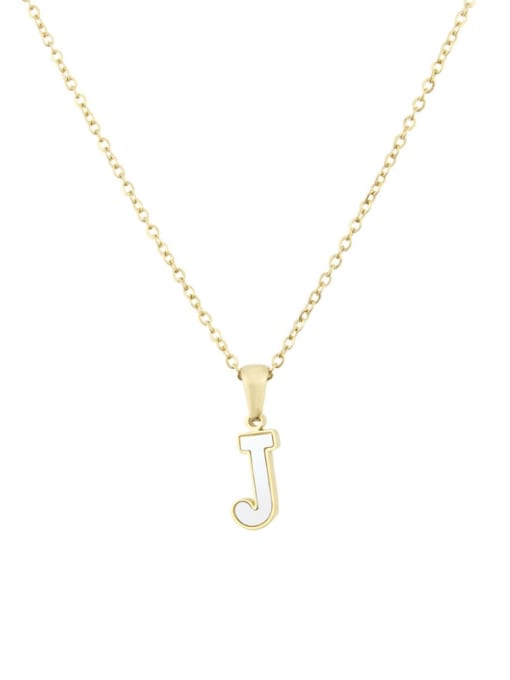 J Steinless steel shell minimalist 26 letter Pendant Necklace