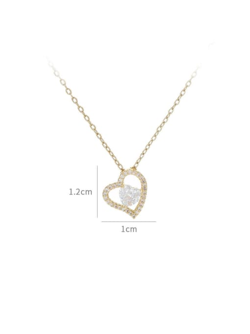 YOUH Brass Cubic Zirconia Heart Dainty Necklace 2